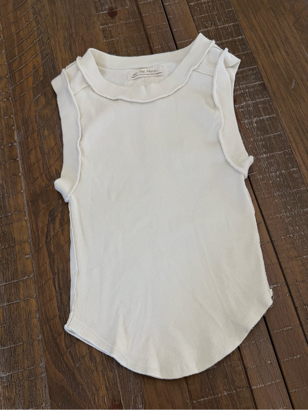 Free People Cream Ribbed Tank Top